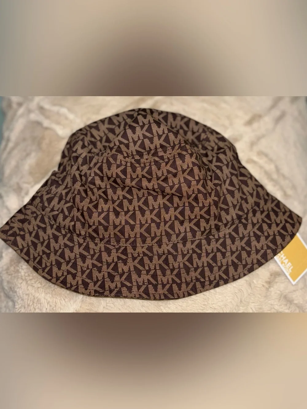 Michael Kors Dark Brown & Tan MK Logo Bucket Hat - Picture 2 of 3